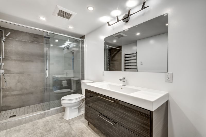 Renovated residential bathroom with modern fixtures